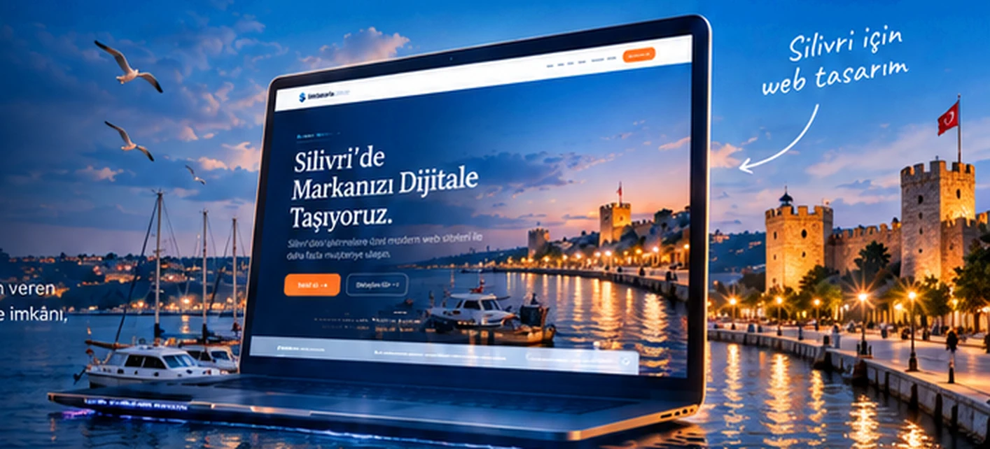 Silivri için web tasarım konseptinde şehir ve bilgisayar görseli