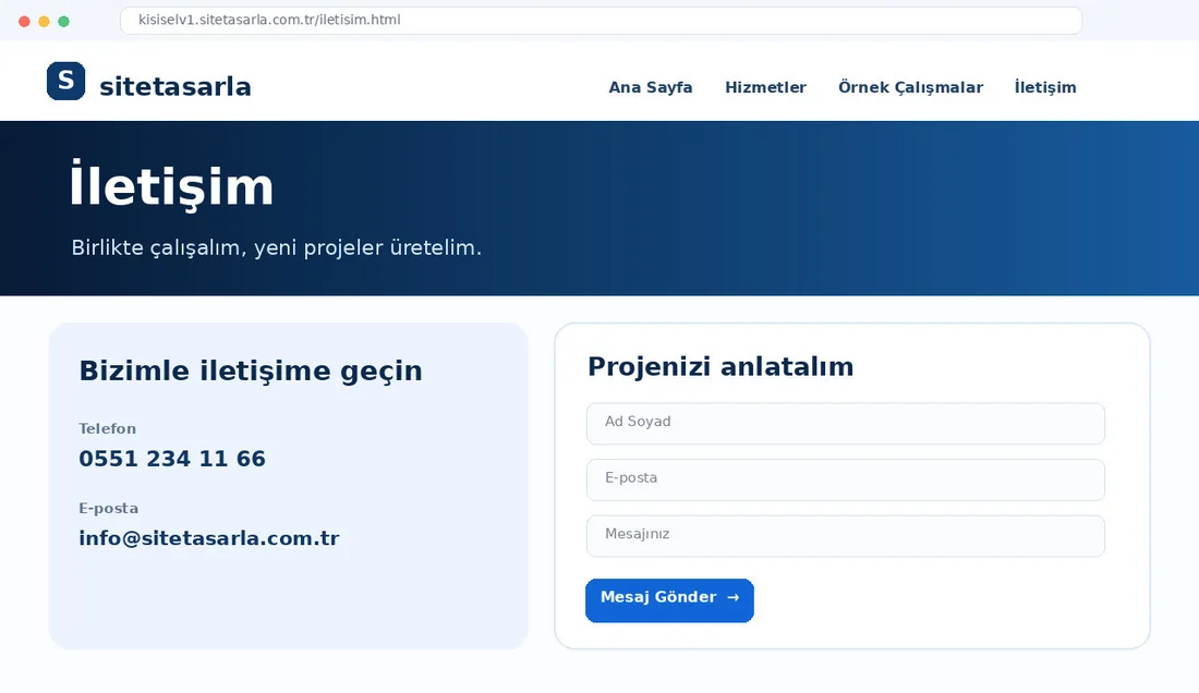 Sitetasarla İletişim web sitesi önizlemesi