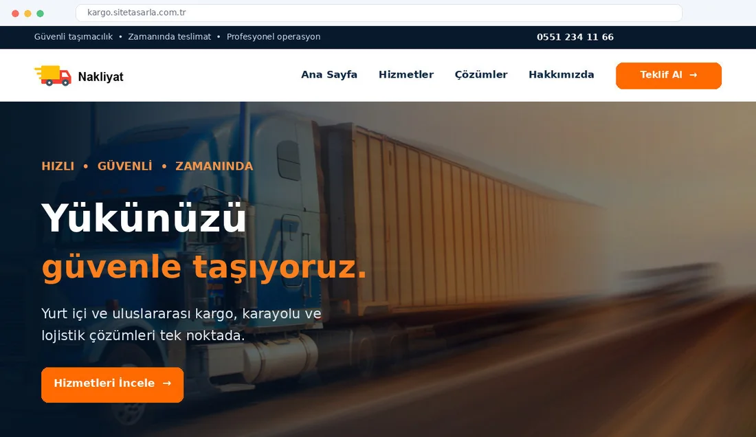 Kargo & Lojistik web sitesi önizlemesi